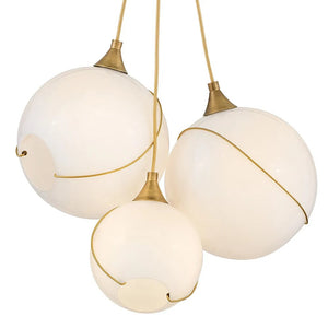 Skye 18" Three Lights Large Pendant, Heritage Brass / Cased Opal Glass