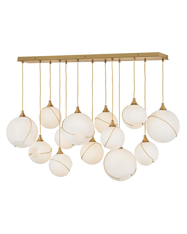 Skye 60" Thirteen Lights Large Linear, Heritage Brass / Cased Opal Glass