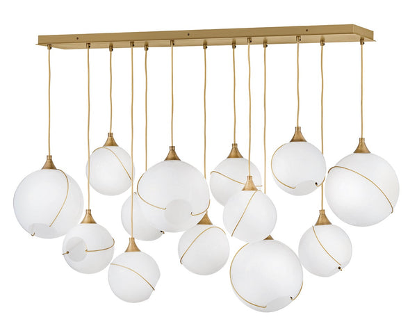 Skye 60" Thirteen Lights Large Linear, Heritage Brass / Clear Glass