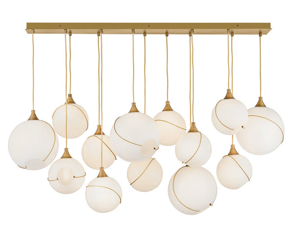 Skye 60" Thirteen Lights Large Linear, Heritage Brass / Cased Opal Glass