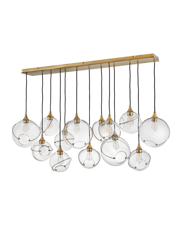 Skye 60" Thirteen Lights Large Linear, Heritage Brass / Clear Glass