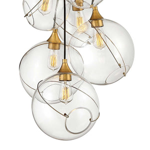 Skye 24" Six Lights Medium Multi Tier Chandelier, Heritage Brass / Clear Glass