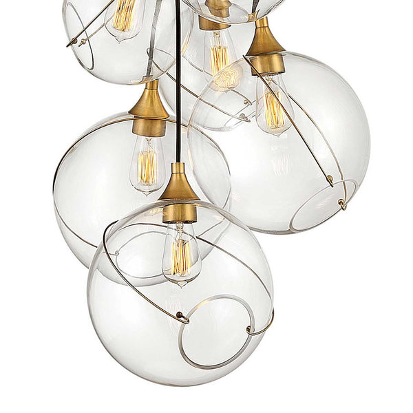 Skye 24" Six Lights Medium Multi Tier Chandelier, Heritage Brass / Clear Glass