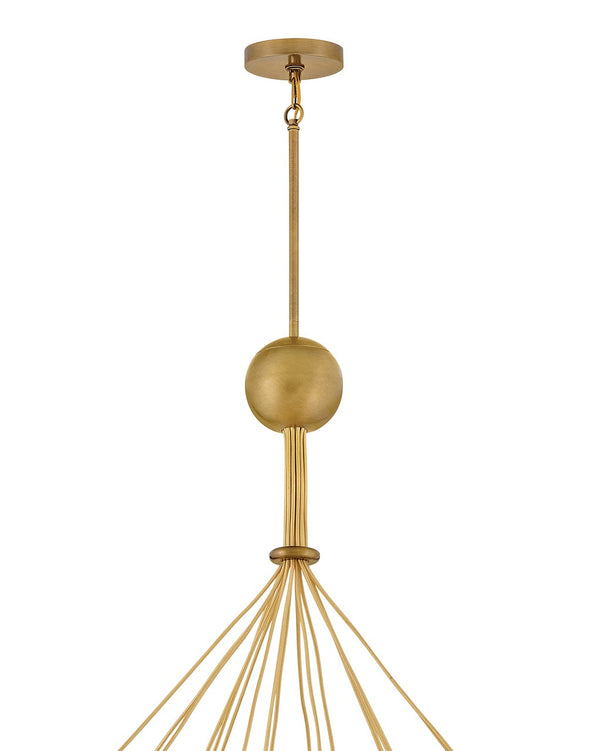 Skye 53" Eighteen Lights Extra Large Two Tier Chandelier, Heritage Brass / Clear Glass
