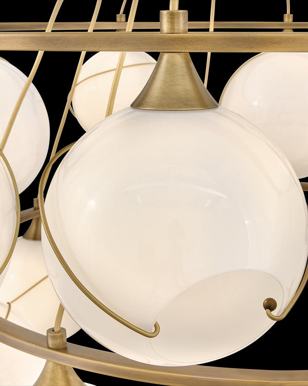 Skye 53" Eighteen Lights Extra Large Two Tier Chandelier, Heritage Brass / Clear Glass