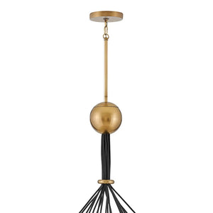 Skye 53" Eighteen Lights Extra Large Two Tier Chandelier, Heritage Brass / Clear Glass