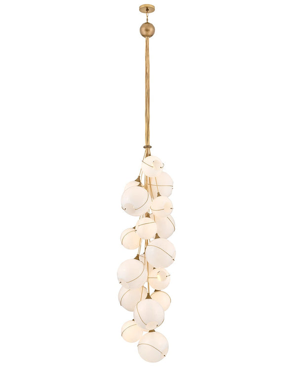 Skye 39" Eighteen Lights Double XL Multi Tier Chandelier, Heritage Brass / Cased Glass