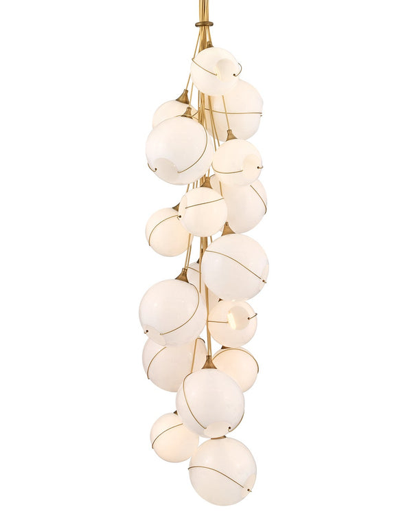 Skye 39" Eighteen Lights Double XL Multi Tier Chandelier, Heritage Brass / Cased Glass