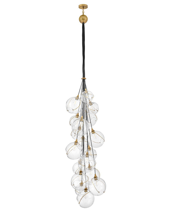 Skye 39" Eighteen Lights Double XL Multi Tier Chandelier, Heritage Brass / Clear Glass