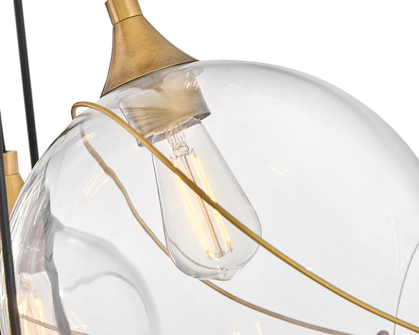 Skye 39" Eighteen Lights Double XL Multi Tier Chandelier, Heritage Brass / Clear Glass