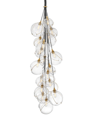 Skye 39" Eighteen Lights Double XL Multi Tier Chandelier, Heritage Brass / Clear Glass
