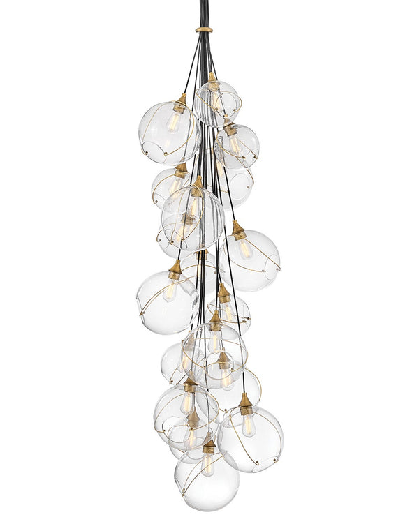 Skye 39" Eighteen Lights Double XL Multi Tier Chandelier, Heritage Brass / Clear Glass