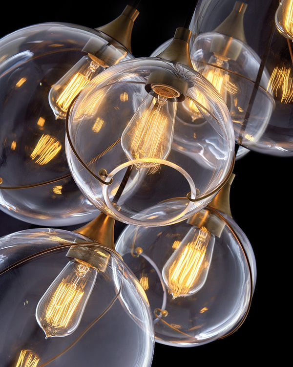 Skye 39" Eighteen Lights Double XL Multi Tier Chandelier, Heritage Brass / Clear Glass