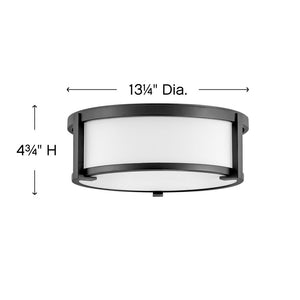 Clutch 13" Two Lights Small Flush Mount, Black