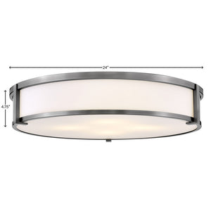 Clutch 24" Four Lights Large Flush Mount, Antique Nickel