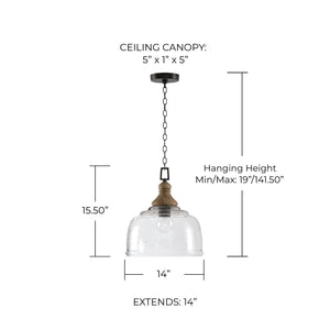 Finley 14" One Light Pendant, Grey Wash and Grey Iron