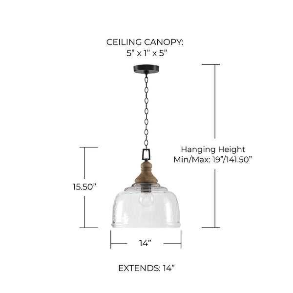 Finley 14" One Light Pendant, Grey Wash and Grey Iron