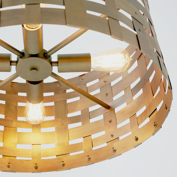 Barrett 22" Four Light Pendant, Patinaed Brass