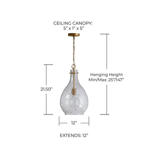 Norwood 12" One Light Pendant, Patinaed Brass
