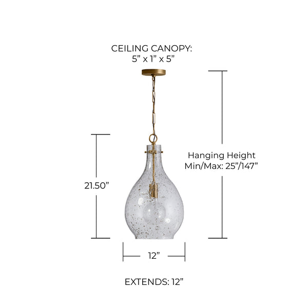 Norwood 12" One Light Pendant, Patinaed Brass