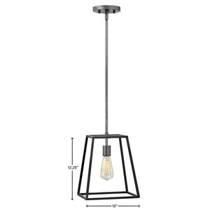 Casting 10" One Light Small Open Frame Pendant, Aged Zinc