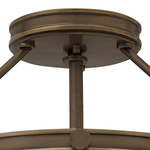 Dorian 15" Three Lights Medium Semi-Flush Mount, Light Oiled Bronze