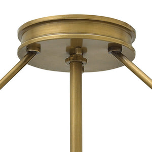 Dorian 22" Four Lights Medium Semi-Flush Mount, Heritage Brass