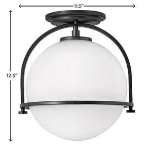 Pinnacle 11" One Light Small Semi-Flush Mount, Black