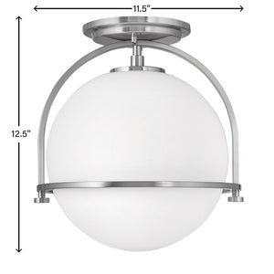 Pinnacle 11" One Light Small Semi-Flush Mount, Brushed Nickel