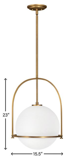 Pinnacle 15" One Light Medium Pendant, Heritage Brass