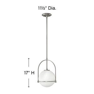 Pinnacle 11" One Light Small Pendant, Brushed Nickel