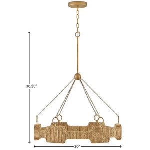 Raffi 30" Medium LED Single Tier Chandelier, Burnished Gold