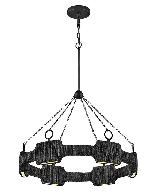 Raffi 30" Medium LED Single Tier Chandelier, Carbon Black