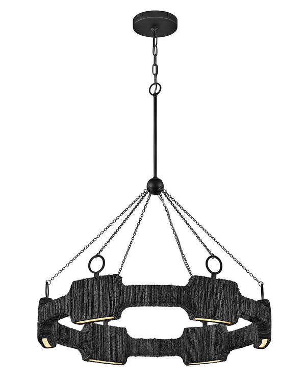 Raffi 30" Medium LED Single Tier Chandelier, Carbon Black