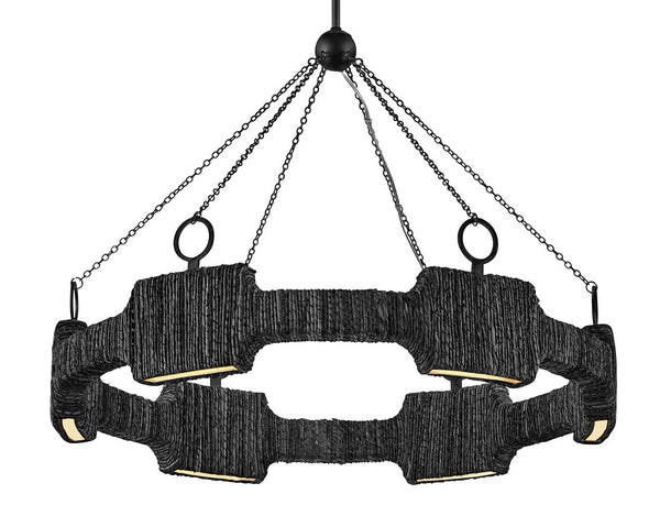 Raffi 30" Medium LED Single Tier Chandelier, Carbon Black