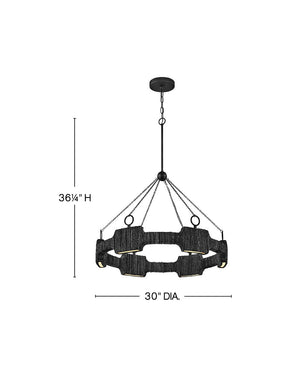 Raffi 30" Medium LED Single Tier Chandelier, Carbon Black