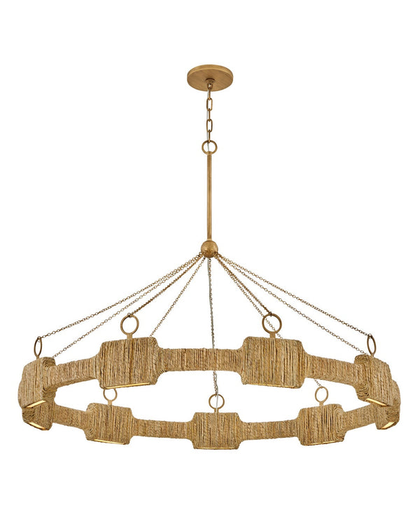 Raffi 48" Large LED Single Tier Chandelier, Burnished Gold