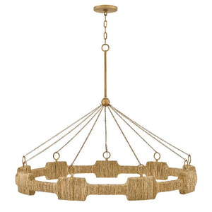 Raffi 48" Large LED Single Tier Chandelier, Burnished Gold