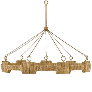 Raffi 48" Large LED Single Tier Chandelier, Burnished Gold