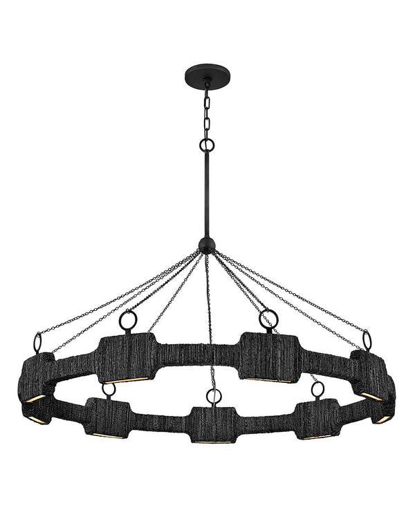 Raffi 48" Large LED Single Tier Chandelier, Carbon Black