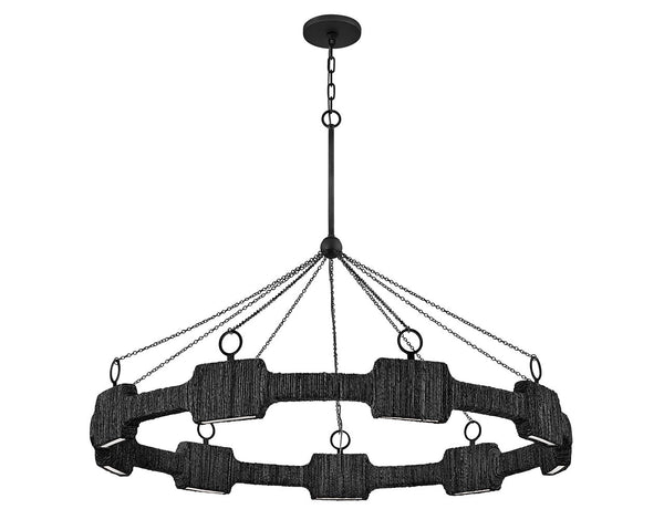 Raffi 48" Large LED Single Tier Chandelier, Carbon Black
