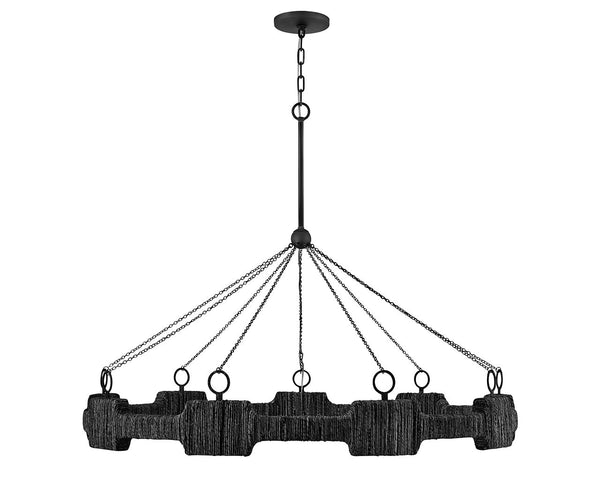 Raffi 48" Large LED Single Tier Chandelier, Carbon Black