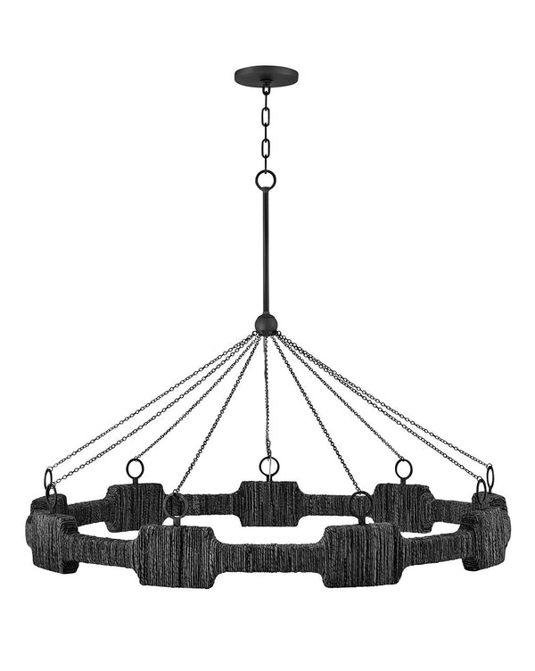 Raffi 48" Large LED Single Tier Chandelier, Carbon Black