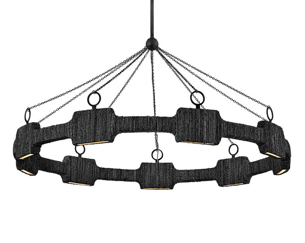 Raffi 48" Large LED Single Tier Chandelier, Carbon Black