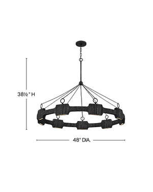 Raffi 48" Large LED Single Tier Chandelier, Carbon Black