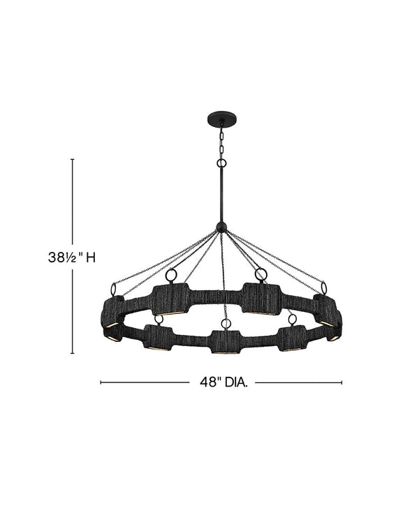 Raffi 48" Large LED Single Tier Chandelier, Carbon Black