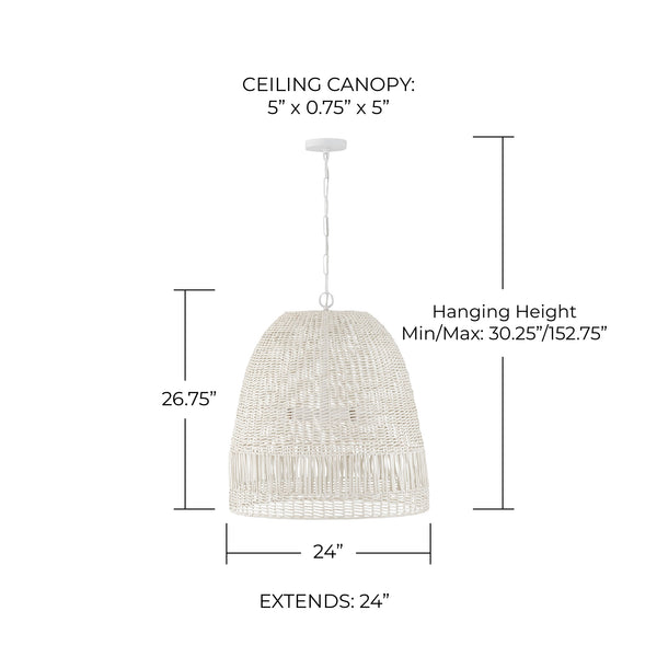 Senna 24" Three Light Pendant, Chalk White