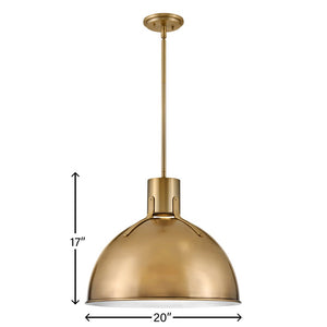 Gliss 20" One Light Large Pendant, Heritage Brass