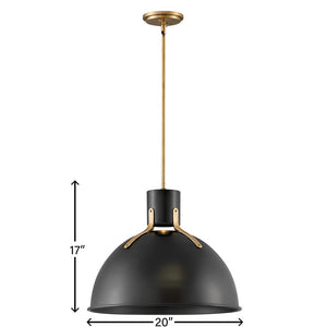 Gliss 20" One Light Large Pendant, Satin Black