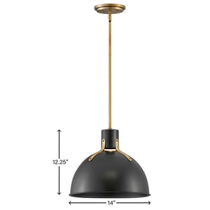Gliss 14" One Light Medium Pendant, Satin Black